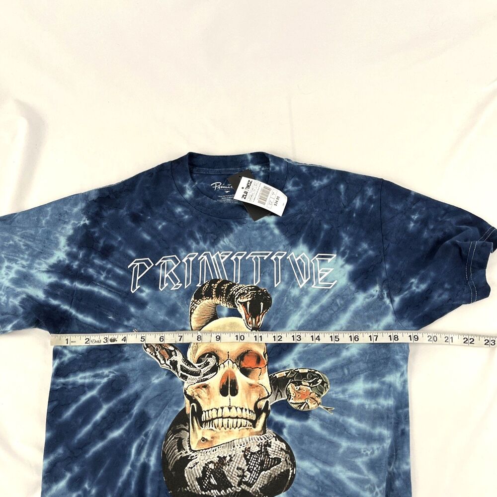 New Men’s Primitive World Tour Blue Tie Dye T-Shirt Sz S NWT Skateboarding - Picture 5 of 6